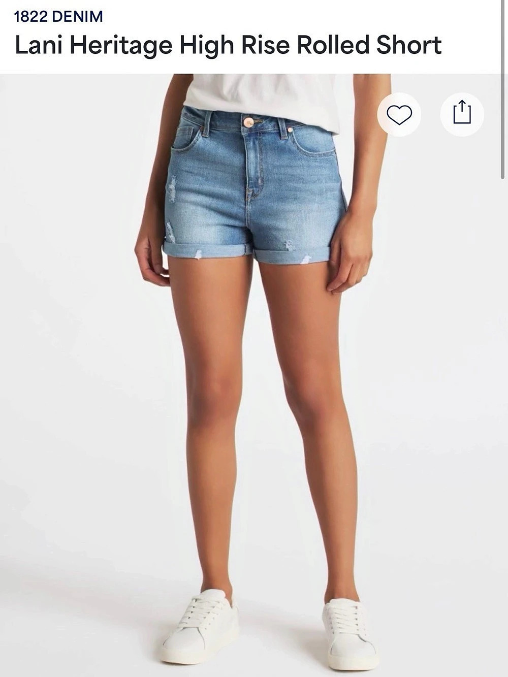 1822 Denim Lani Heritage High Rise Rolled Short Jean Shorts Waist 30 (Sz 10)